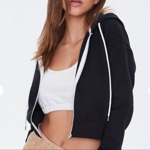 Cropped Black Zip Up Sweatshirt
